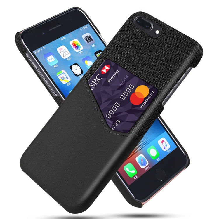 Cloth Texture PC + PU Leather Back Cover Shockproof Case with Card Slot For iPhone 7 Plus / 8  Plus