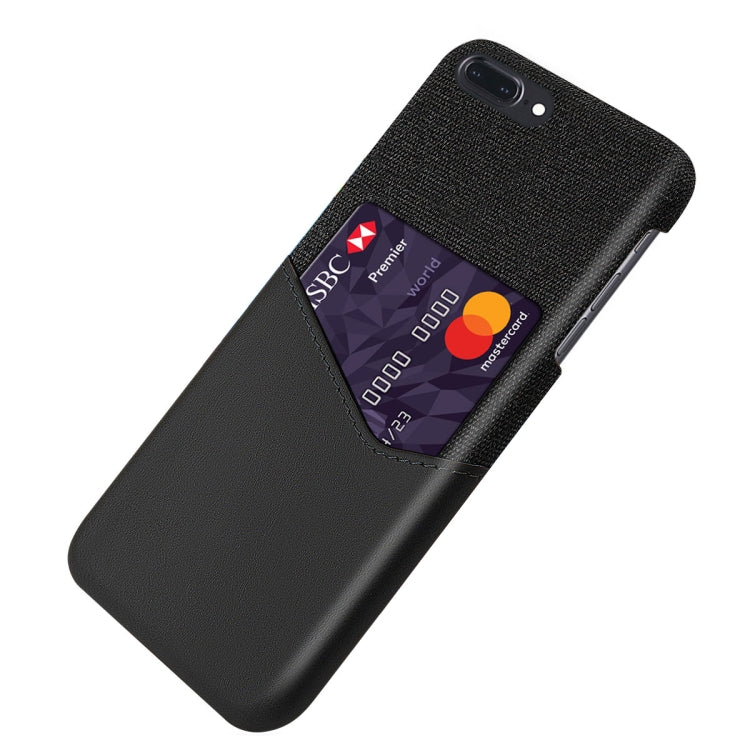 Cloth Texture PC + PU Leather Back Cover Shockproof Case with Card Slot For iPhone 7 Plus / 8  Plus