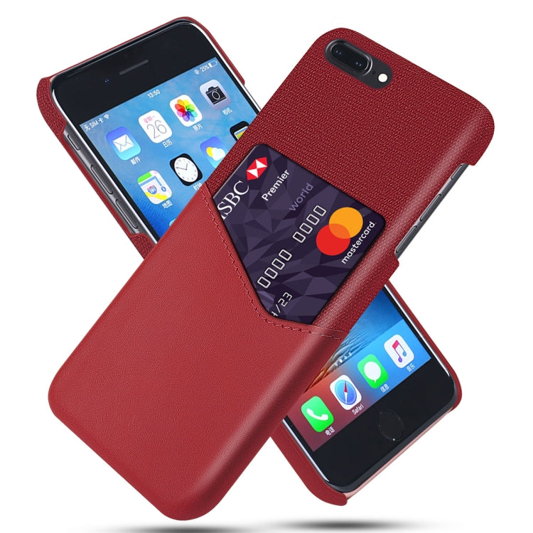 Cloth Texture PC + PU Leather Back Cover Shockproof Case with Card Slot For iPhone 7 Plus / 8  Plus