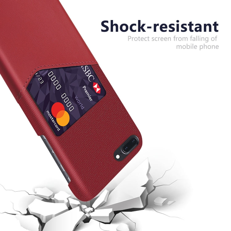Cloth Texture PC + PU Leather Back Cover Shockproof Case with Card Slot For iPhone 7 Plus / 8  Plus