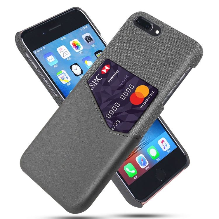 Cloth Texture PC + PU Leather Back Cover Shockproof Case with Card Slot For iPhone 7 Plus / 8  Plus