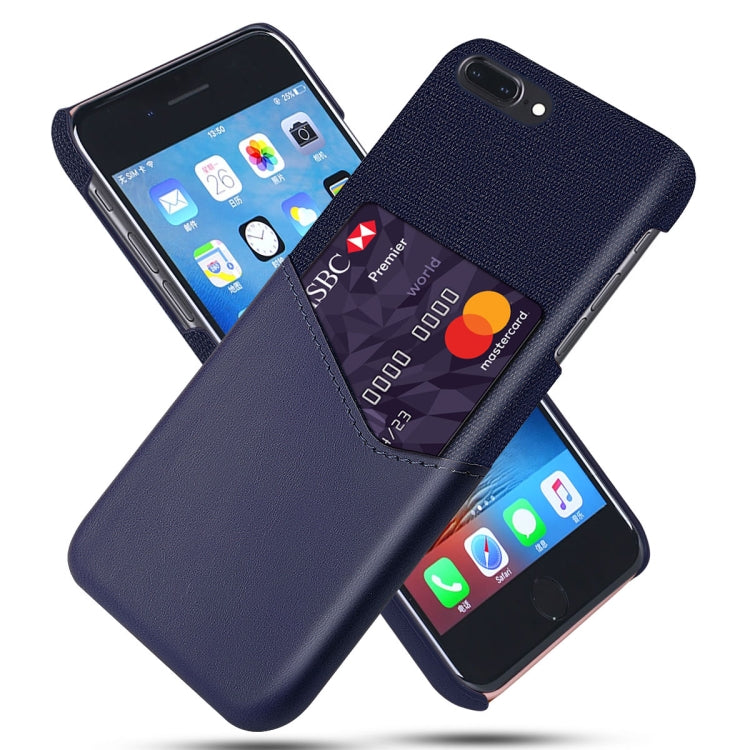 Cloth Texture PC + PU Leather Back Cover Shockproof Case with Card Slot For iPhone 7 Plus / 8  Plus