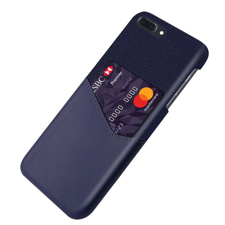 Cloth Texture PC + PU Leather Back Cover Shockproof Case with Card Slot For iPhone 7 Plus / 8  Plus