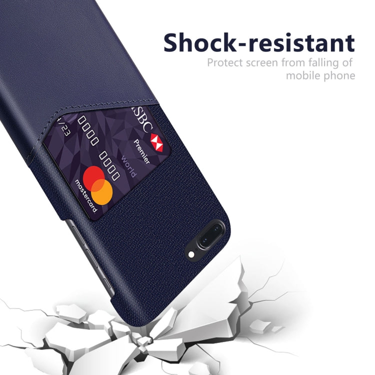 Cloth Texture PC + PU Leather Back Cover Shockproof Case with Card Slot For iPhone 7 Plus / 8  Plus