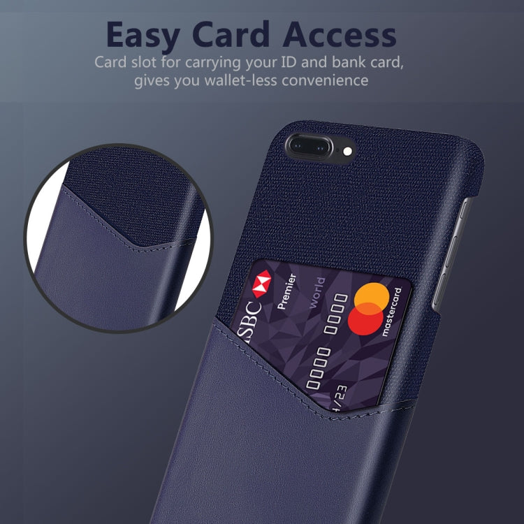 Cloth Texture PC + PU Leather Back Cover Shockproof Case with Card Slot For iPhone 7 Plus / 8  Plus