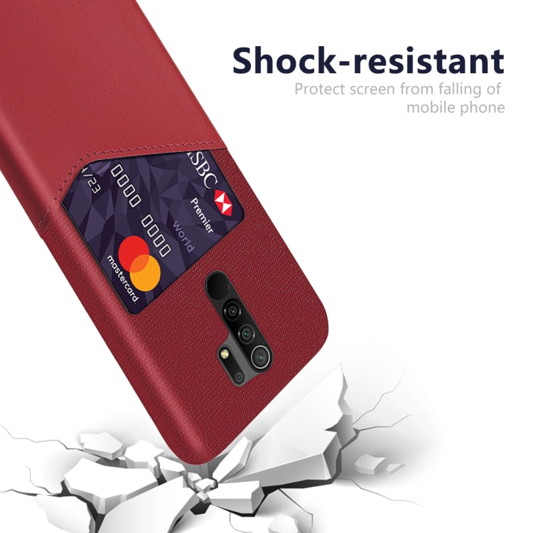 For Xiaomi Redmi 9 Cloth Texture PC + PU Leather Back Cover Shockproof Case with Card Slot