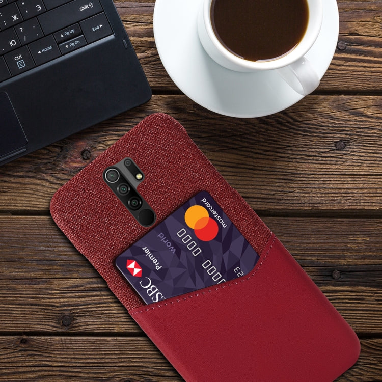 For Xiaomi Redmi 9 Cloth Texture PC + PU Leather Back Cover Shockproof Case with Card Slot