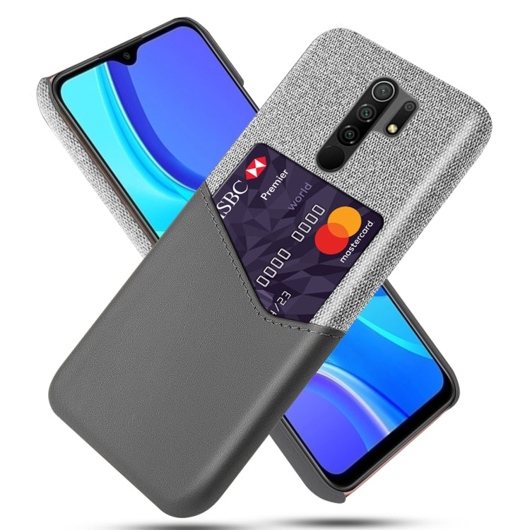 For Xiaomi Redmi 9 Cloth Texture PC + PU Leather Back Cover Shockproof Case with Card Slot
