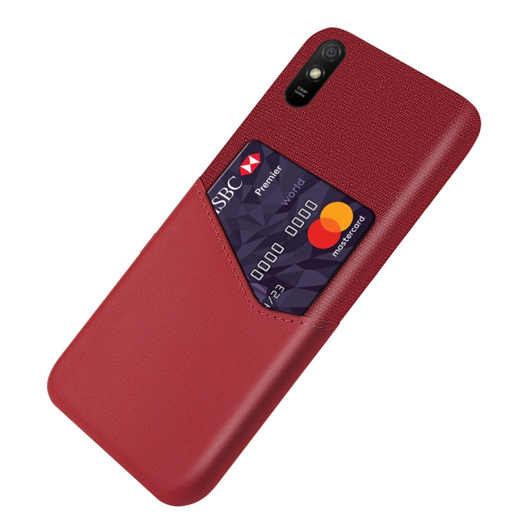 For Xiaomi Redmi 9A Cloth Texture PC + PU Leather Back Cover Shockproof Case with Card Slot