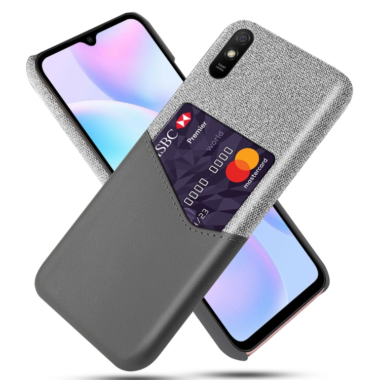 For Xiaomi Redmi 9A Cloth Texture PC + PU Leather Back Cover Shockproof Case with Card Slot