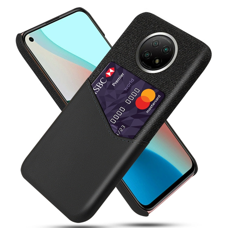 For Xiaomi Redmi Note 9 5G Cloth Texture PC + PU Leather Back Cover Shockproof Case with Card Slot