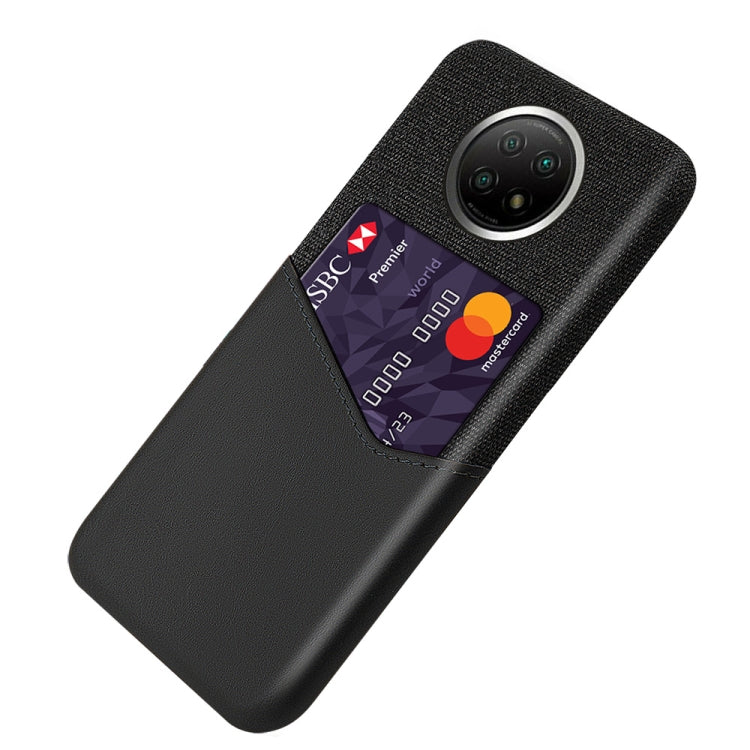 For Xiaomi Redmi Note 9 5G Cloth Texture PC + PU Leather Back Cover Shockproof Case with Card Slot