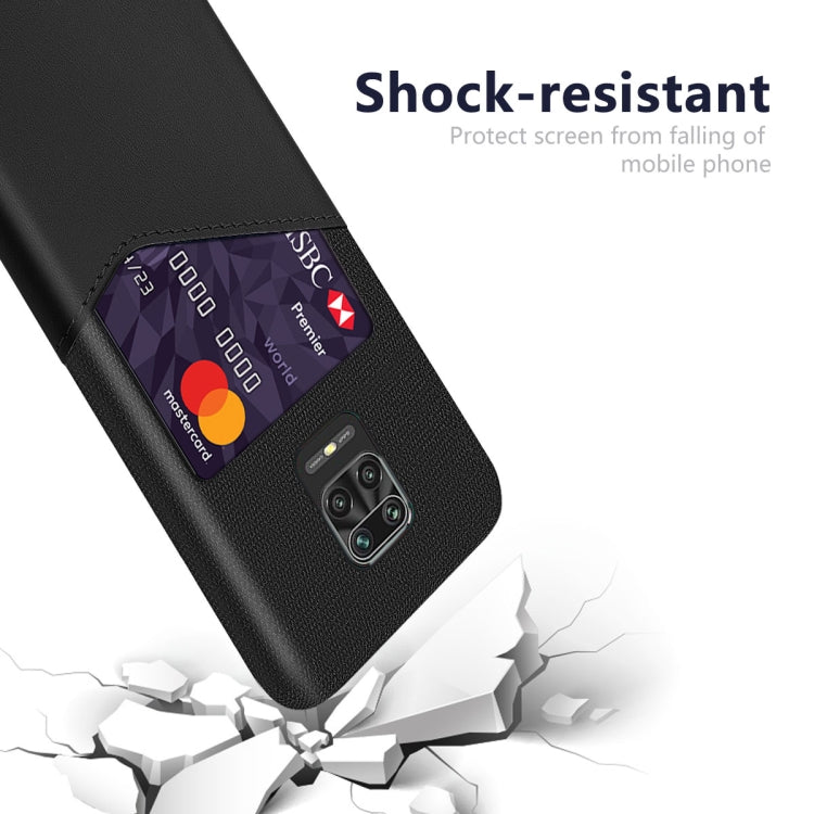 For Xiaomi Redmi Note 9 Pro Max Cloth Texture PC + PU Leather Back Cover Shockproof Case with Card Slot