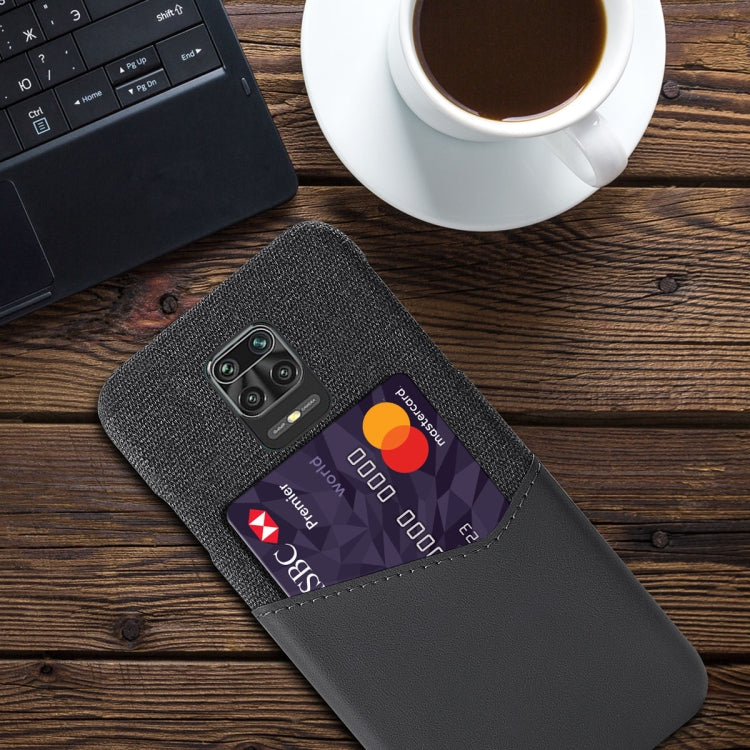 For Xiaomi Redmi Note 9 Pro Max Cloth Texture PC + PU Leather Back Cover Shockproof Case with Card Slot