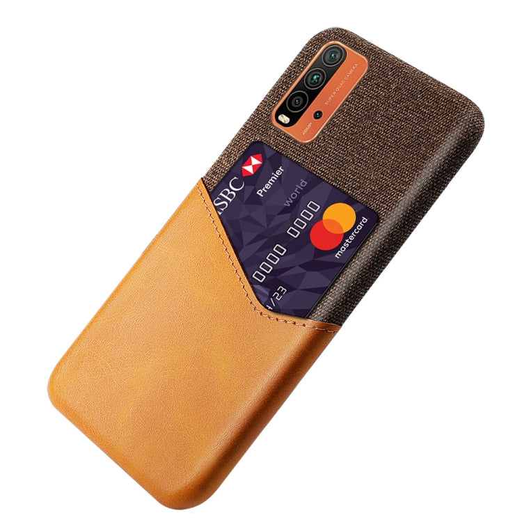 For Xiaomi Redmi 9 Power Cloth Texture PC + PU Leather Back Cover Shockproof Case with Card Slot