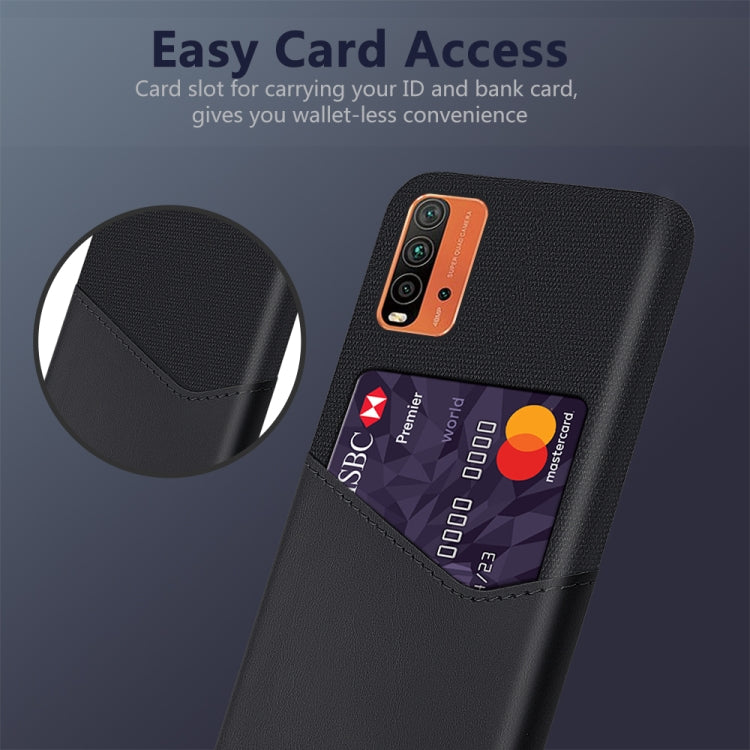 For Xiaomi Redmi 9 Power Cloth Texture PC + PU Leather Back Cover Shockproof Case with Card Slot