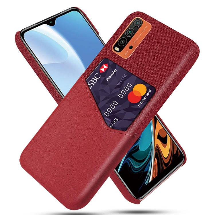 For Xiaomi Redmi 9 Power Cloth Texture PC + PU Leather Back Cover Shockproof Case with Card Slot