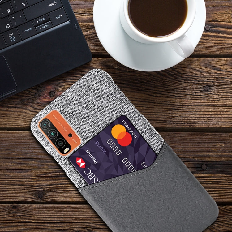 For Xiaomi Redmi 9 Power Cloth Texture PC + PU Leather Back Cover Shockproof Case with Card Slot
