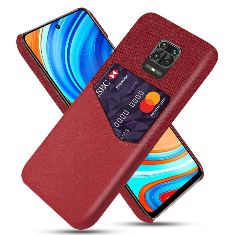 For Xiaomi Redmi Note 9S Cloth Texture PC + PU Leather Back Cover Shockproof Case with Card Slot
