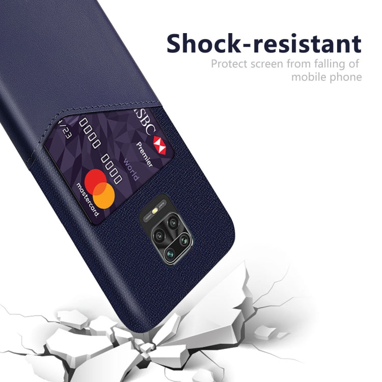 For Xiaomi Redmi Note 9S Cloth Texture PC + PU Leather Back Cover Shockproof Case with Card Slot