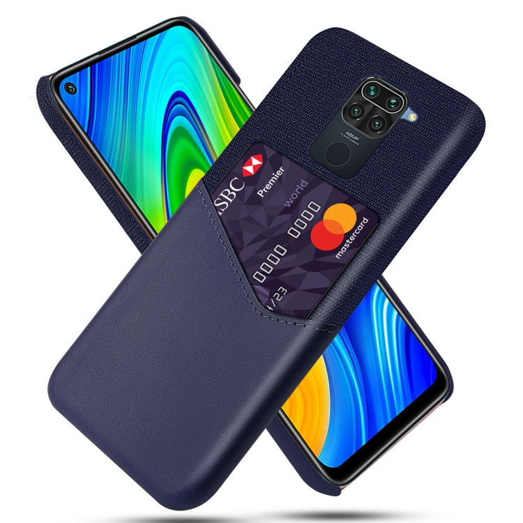 For Xiaomi Redmi Note 9 Cloth Texture PC + PU Leather Back Cover Shockproof Case with Card Slot