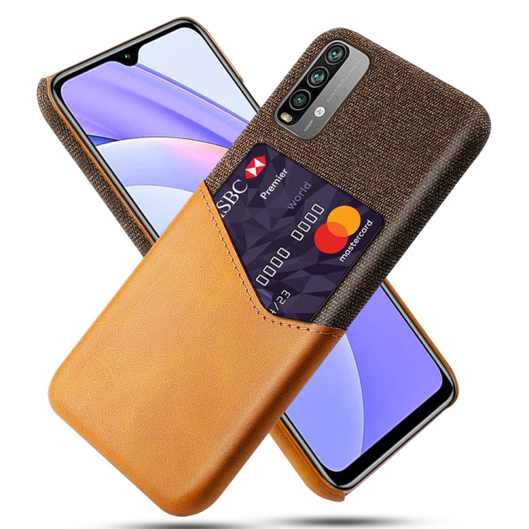 For Xiaomi Redmi Note 9 4G Cloth Texture PC + PU Leather Back Cover Shockproof Case with Card Slot