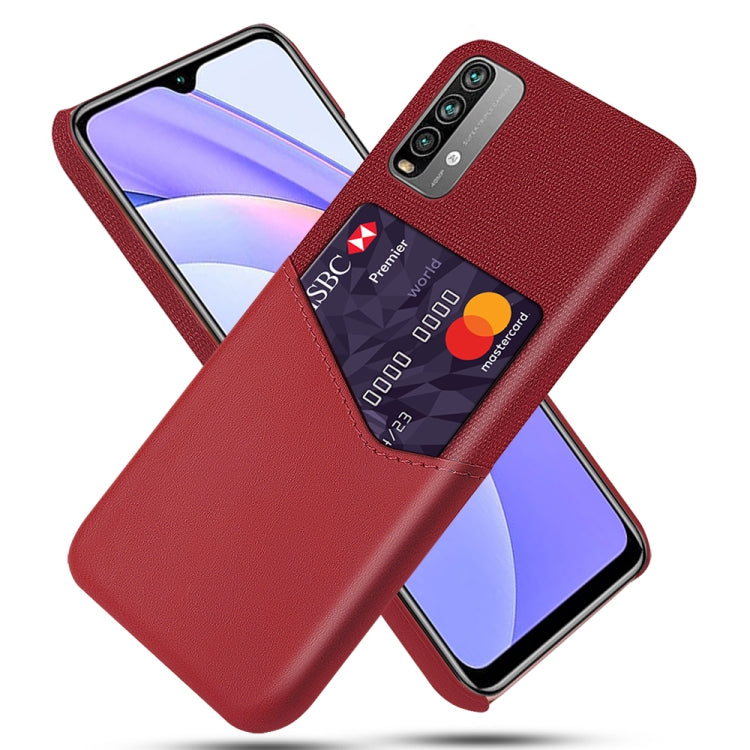 For Xiaomi Redmi Note 9 4G Cloth Texture PC + PU Leather Back Cover Shockproof Case with Card Slot