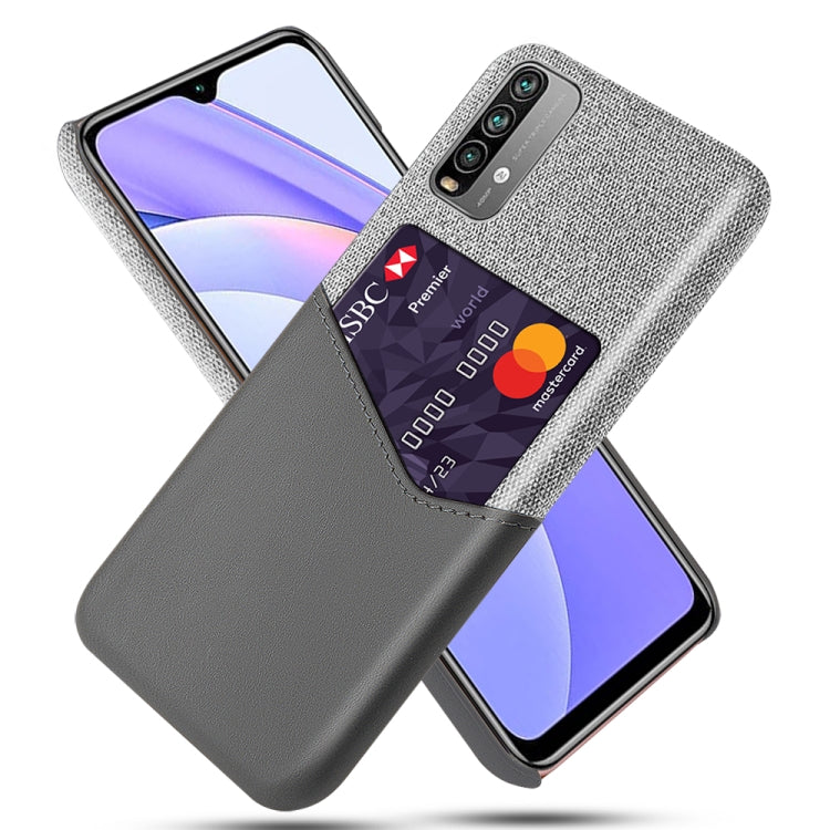 For Xiaomi Redmi Note 9 4G Cloth Texture PC + PU Leather Back Cover Shockproof Case with Card Slot