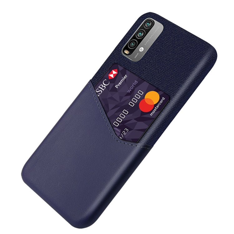 For Xiaomi Redmi Note 9 4G Cloth Texture PC + PU Leather Back Cover Shockproof Case with Card Slot