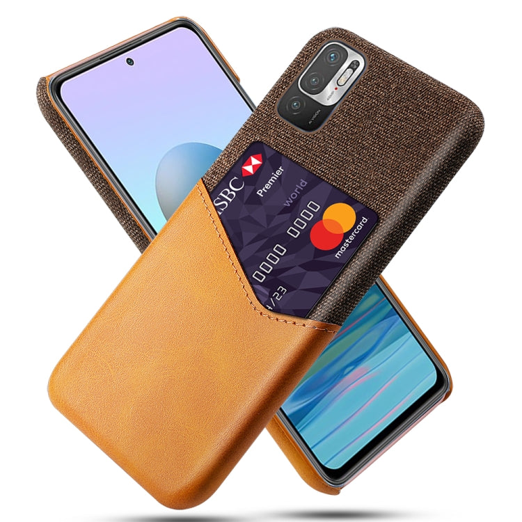 For Xiaomi Redmi Note 10 5G Cloth Texture PC + PU Leather Back Cover Shockproof Case with Card Slot