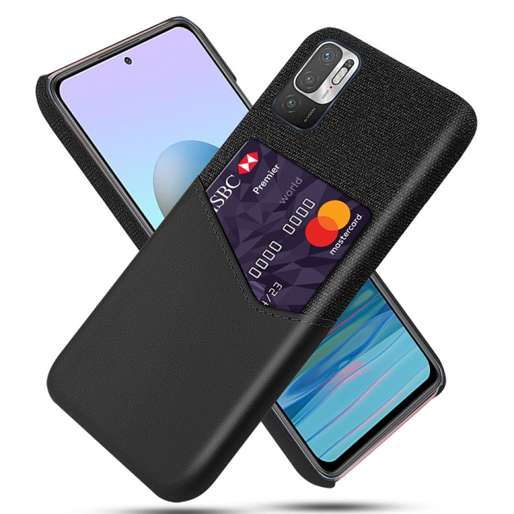 For Xiaomi Redmi Note 10 5G Cloth Texture PC + PU Leather Back Cover Shockproof Case with Card Slot