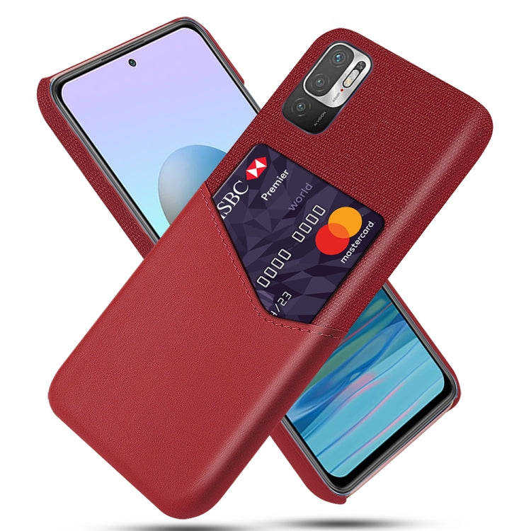 For Xiaomi Redmi Note 10 5G Cloth Texture PC + PU Leather Back Cover Shockproof Case with Card Slot