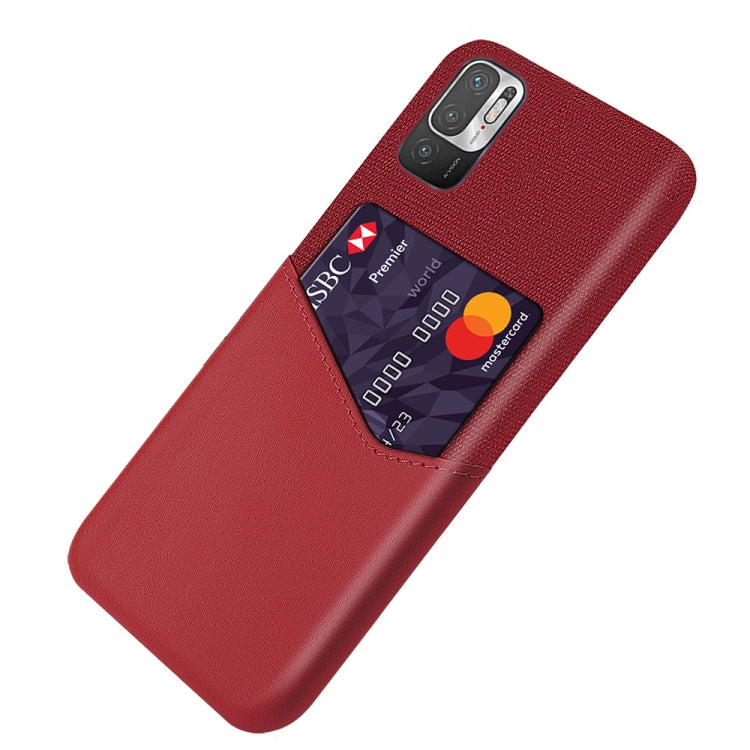 For Xiaomi Redmi Note 10 5G Cloth Texture PC + PU Leather Back Cover Shockproof Case with Card Slot