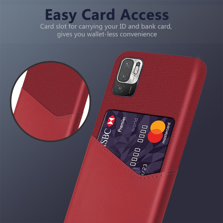 For Xiaomi Redmi Note 10 5G Cloth Texture PC + PU Leather Back Cover Shockproof Case with Card Slot