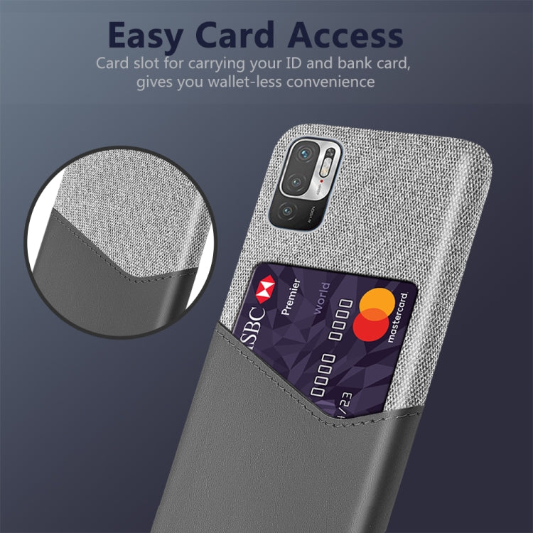 For Xiaomi Redmi Note 10 5G Cloth Texture PC + PU Leather Back Cover Shockproof Case with Card Slot