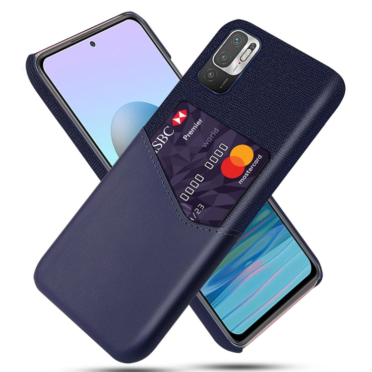For Xiaomi Redmi Note 10 5G Cloth Texture PC + PU Leather Back Cover Shockproof Case with Card Slot