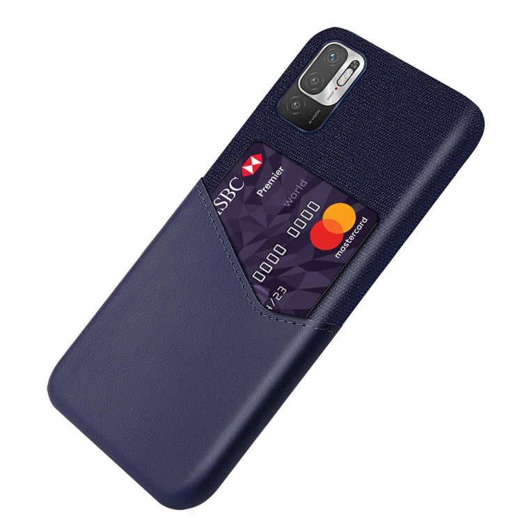 For Xiaomi Redmi Note 10 5G Cloth Texture PC + PU Leather Back Cover Shockproof Case with Card Slot