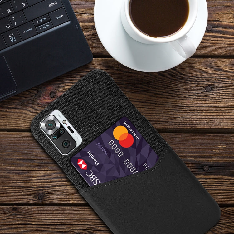 For Xiaomi Redmi Note 10 Pro Max Cloth Texture PC + PU Leather Back Cover Shockproof Case with Card Slot