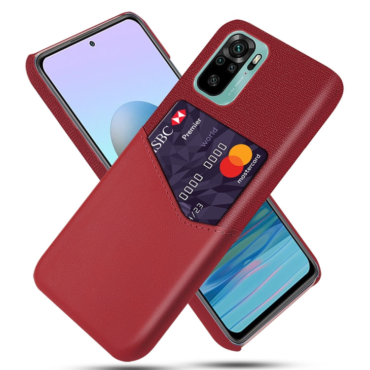 For Xiaomi Redmi Note 10 Cloth Texture PC + PU Leather Back Cover Shockproof Case with Card Slot
