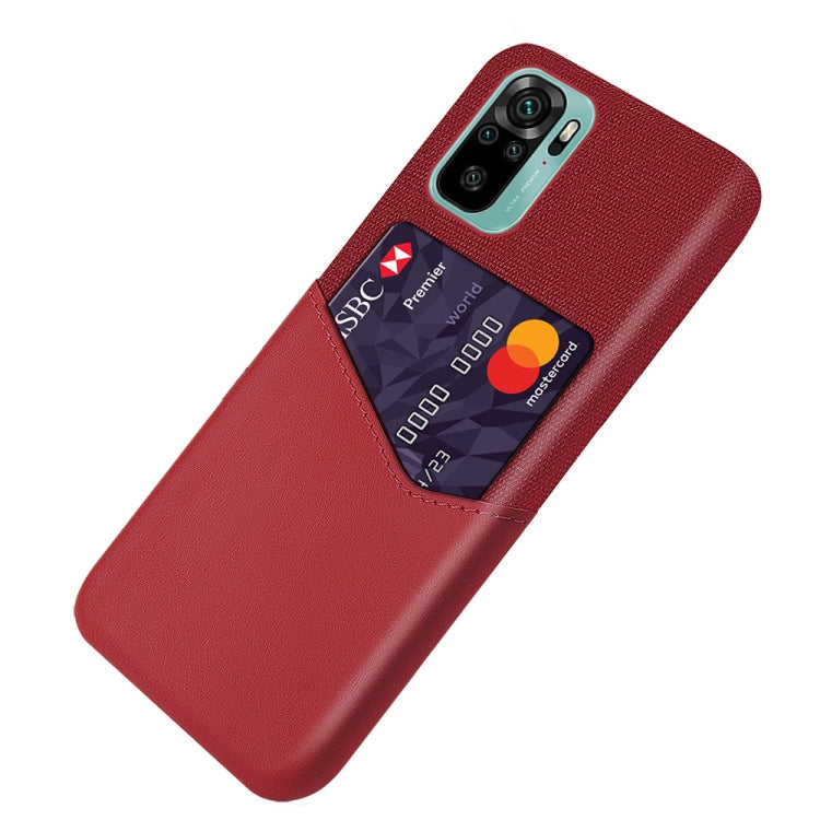 For Xiaomi Redmi Note 10 Cloth Texture PC + PU Leather Back Cover Shockproof Case with Card Slot