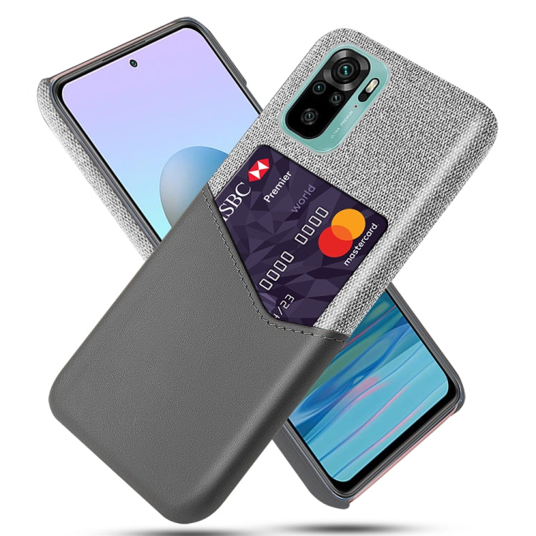 For Xiaomi Redmi Note 10 Cloth Texture PC + PU Leather Back Cover Shockproof Case with Card Slot