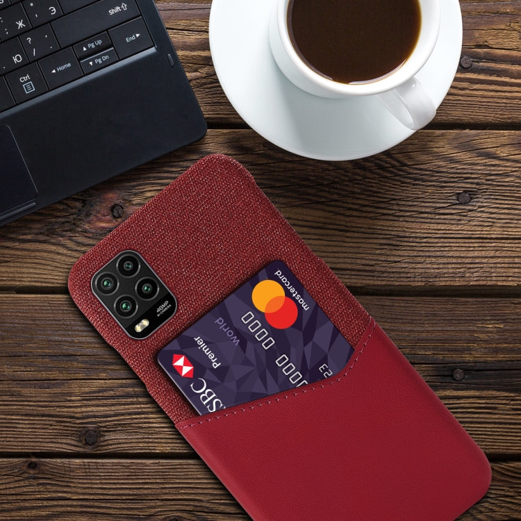 For Xiaomi Mi 10 Lite Cloth Texture PC + PU Leather Back Cover Shockproof Case with Card Slot