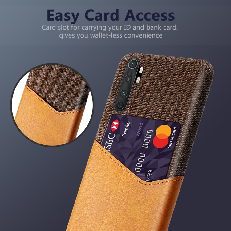 For Xiaomi Mi Note 10 Lite Cloth Texture PC + PU Leather Back Cover Shockproof Case with Card Slot