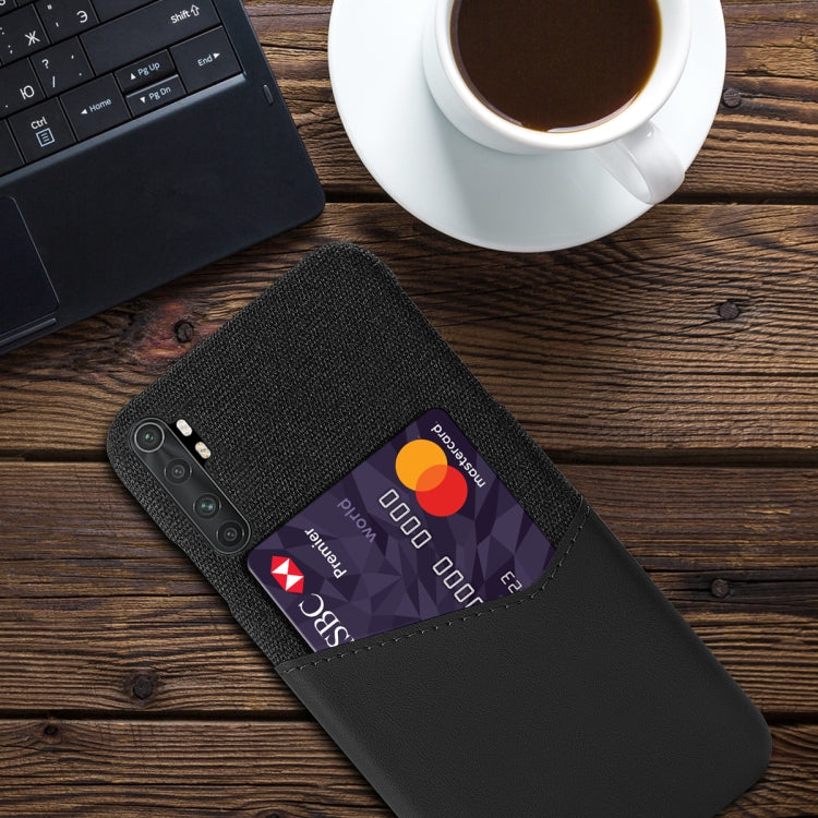 For Xiaomi Mi Note 10 Lite Cloth Texture PC + PU Leather Back Cover Shockproof Case with Card Slot
