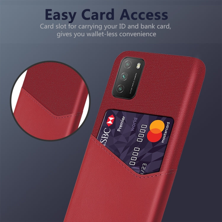 For Xiaomi Poco M3 Cloth Texture PC + PU Leather Back Cover Shockproof Case with Card Slot