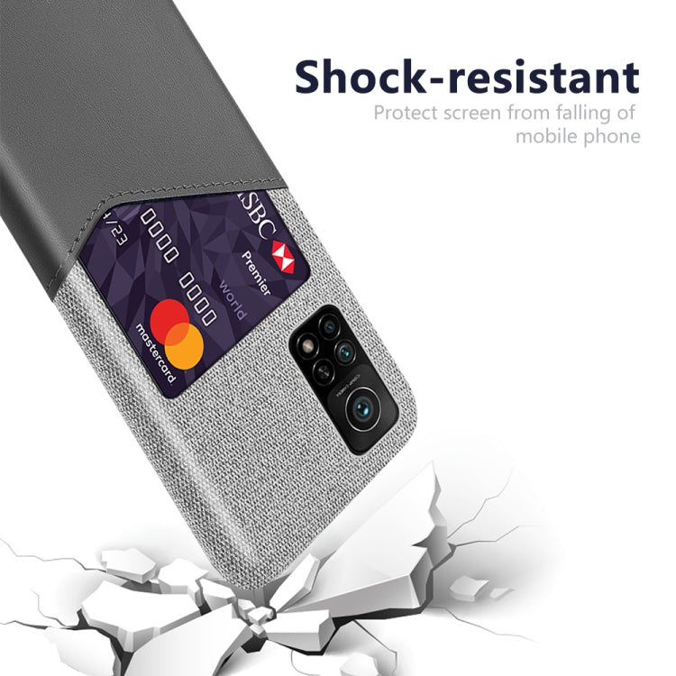 For Xiaomi Mi 10T Pro 5G Cloth Texture PC + PU Leather Back Cover Shockproof Case with Card Slot