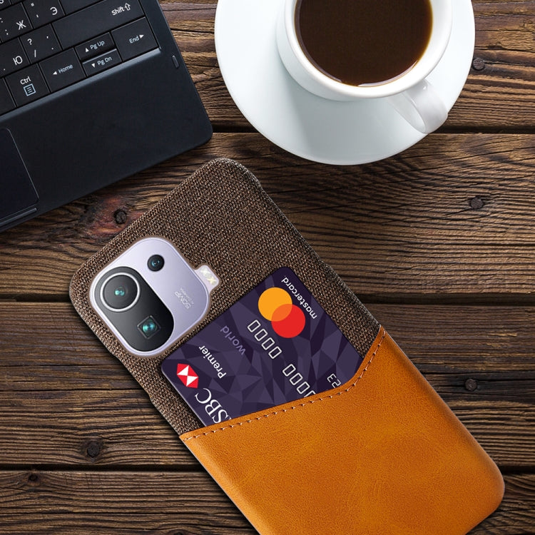 For Xiaomi Mi 11 Pro Cloth Texture PC + PU Leather Back Cover Shockproof Case with Card Slot