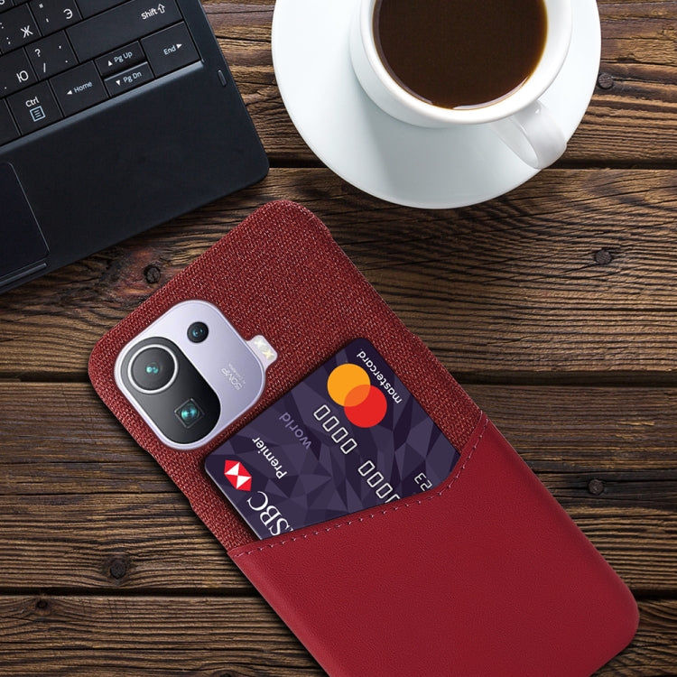 For Xiaomi Mi 11 Pro Cloth Texture PC + PU Leather Back Cover Shockproof Case with Card Slot