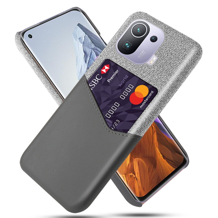 For Xiaomi Mi 11 Pro Cloth Texture PC + PU Leather Back Cover Shockproof Case with Card Slot
