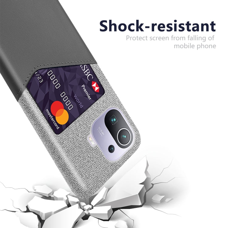 For Xiaomi Mi 11 Pro Cloth Texture PC + PU Leather Back Cover Shockproof Case with Card Slot